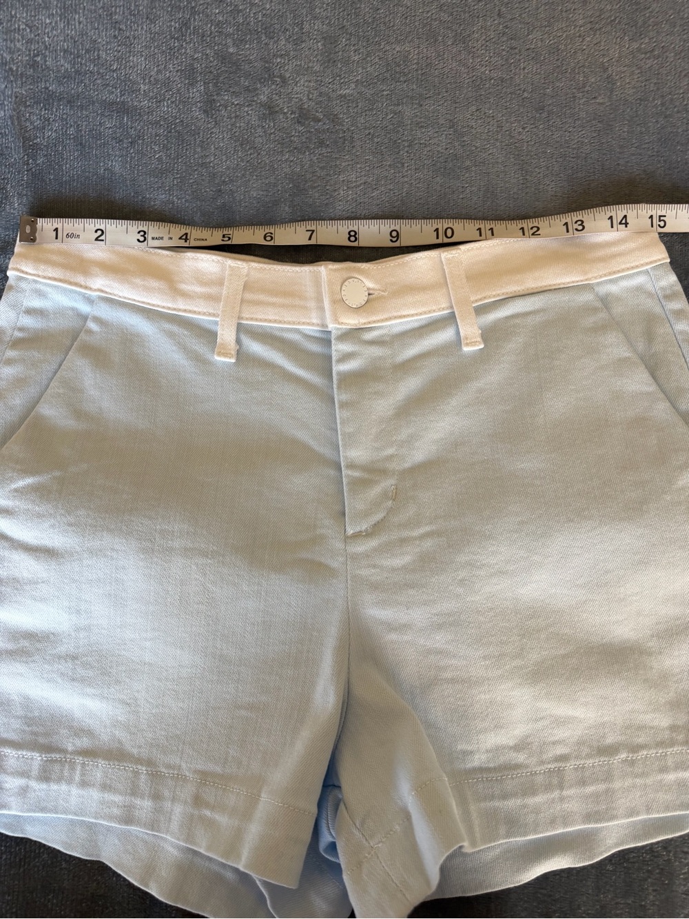 L'AGENCE Jameson Color-block Ice Water Blue High-Rise Denim Shorts Size 26 - Picture 6 of 13